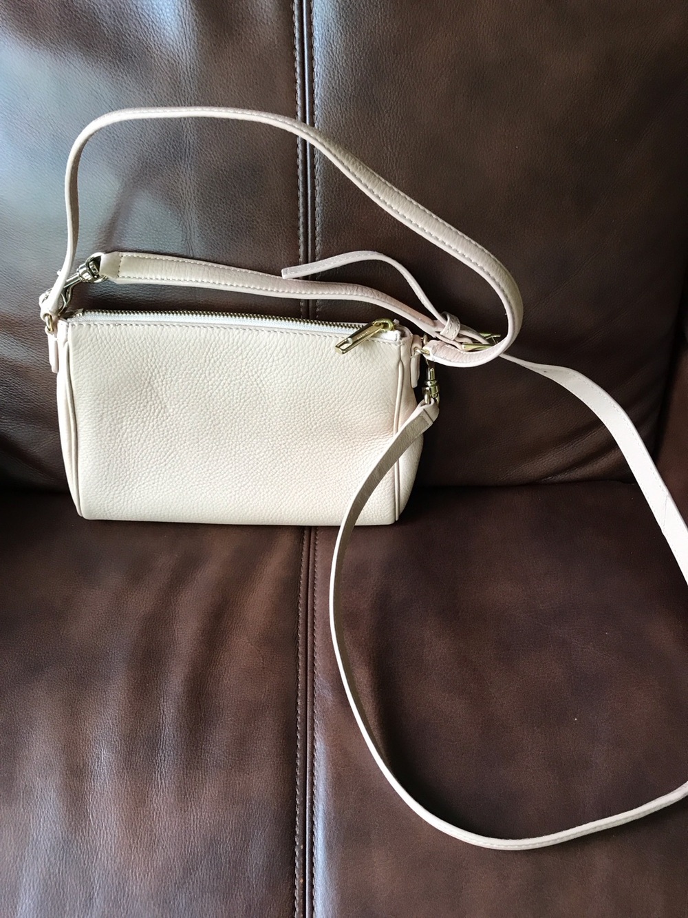 Dusty pink pebble leather Crossbody Shoulder Bag - Classic Minimalist Style